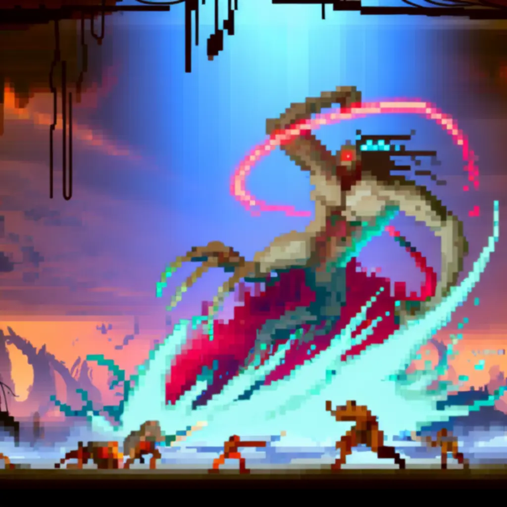 Dynamiczna walka z bossem w Evoland 2 podczas kluczowego wydarzenia fabularnego