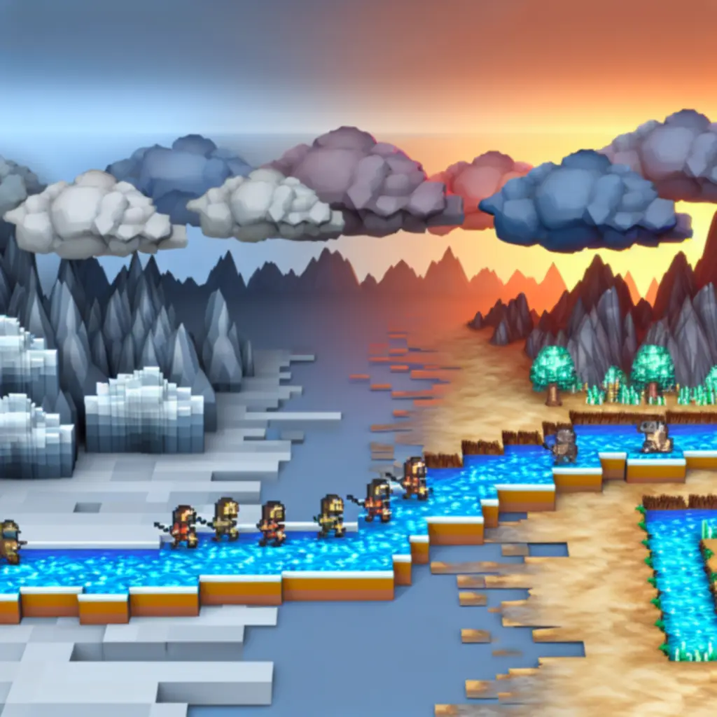 Kontrast pomiędzy retro pikselową grafiką i nowoczesną, trójwymiarową sceną z Evoland 2.